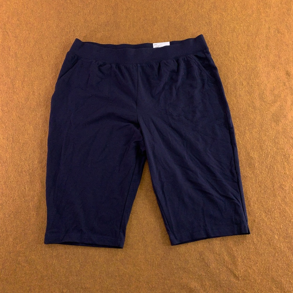 Croft & Barrow Womens PXL Navy Blue Mid Rise Skimmer Shorts NWT
